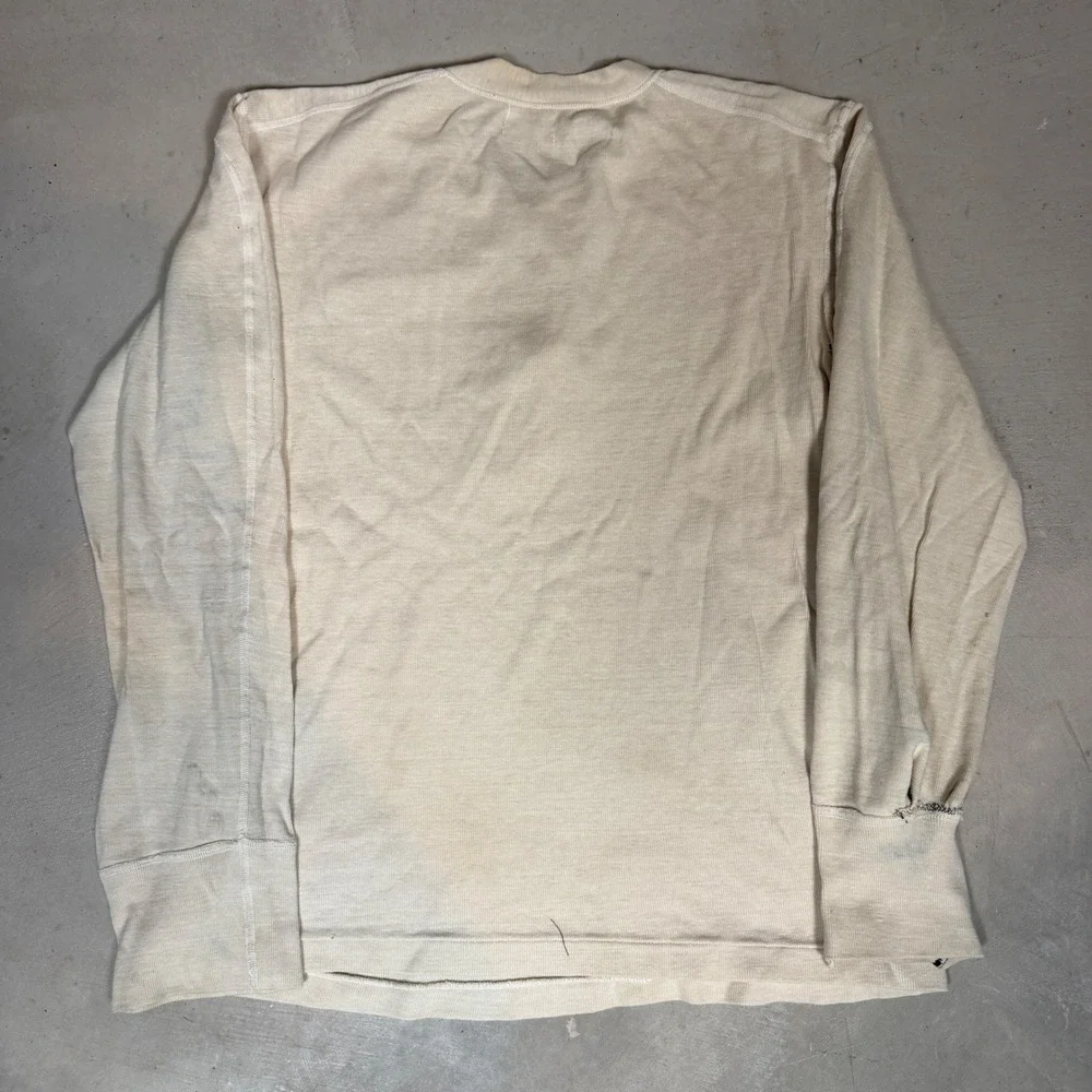 70s vietnam military issue Winter Undershirt Wool Cotton Henley Named Large